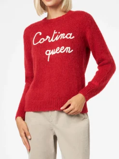 Maglia morbida da donna girocollo con ricamo Cortina Queen