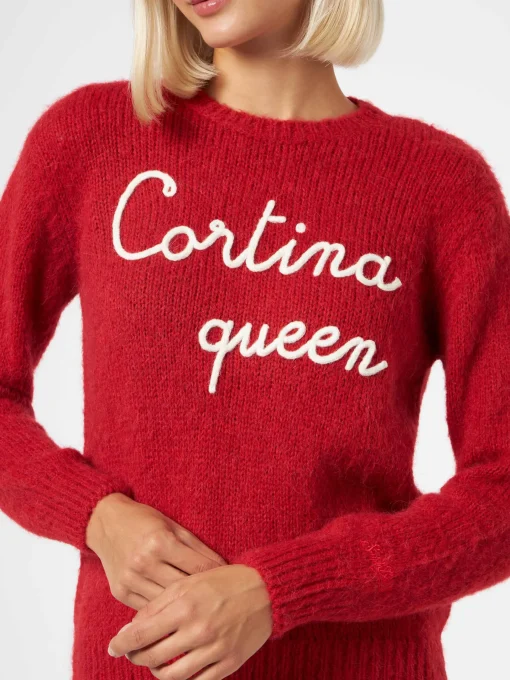 Maglia morbida da donna girocollo con ricamo Cortina Queen