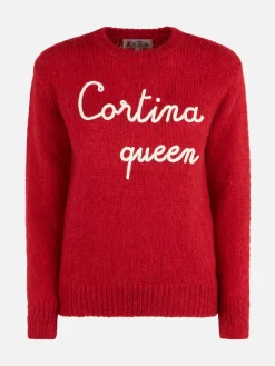 Maglia morbida da donna girocollo con ricamo Cortina Queen