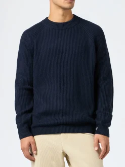 Maglione a coste blu navy da uomo Marine