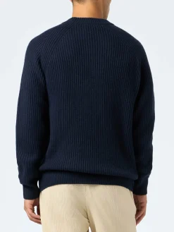 Maglione a coste blu navy da uomo Marine