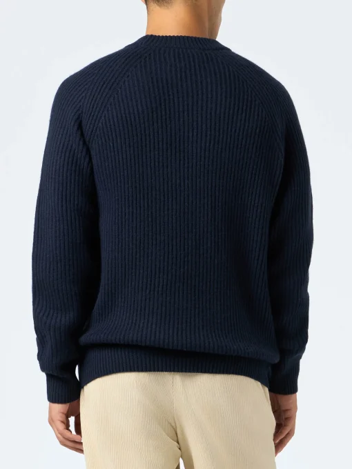 Maglione a coste blu navy da uomo Marine
