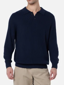 Maglione a coste da uomo Downing blu navy