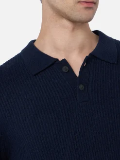 Maglione a coste da uomo Downing blu navy