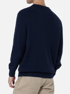 Maglione a coste da uomo Downing blu navy