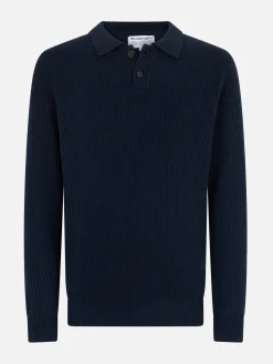 Maglione a coste da uomo Downing blu navy