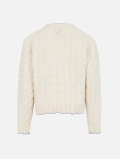 Maglione bianco da bambina tricot Gretta con dettagli a contrasto