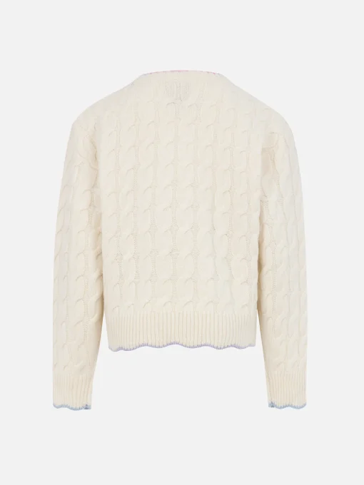 Maglione bianco da bambina tricot Gretta con dettagli a contrasto