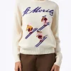 Maglione bianco da donna New Queen jacquard print St. Moriz ski girls | ST. MORITZ TOP OF THE WORLD SPECIAL EDITION