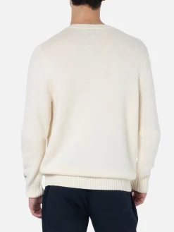 Maglione bianco da uomo Bombardino con ricamo Après ski