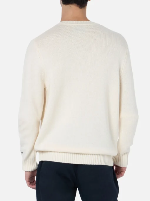 Maglione bianco da uomo Bombardino con ricamo Après ski