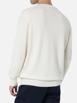Maglione bianco da uomo Heron con ricamo Verbier apres ski