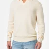 Maglione bianco da uomo misto cashmere con collo a polo Covent