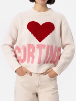 Maglione bianco fair isle Kyla da donna con stampa Cortina