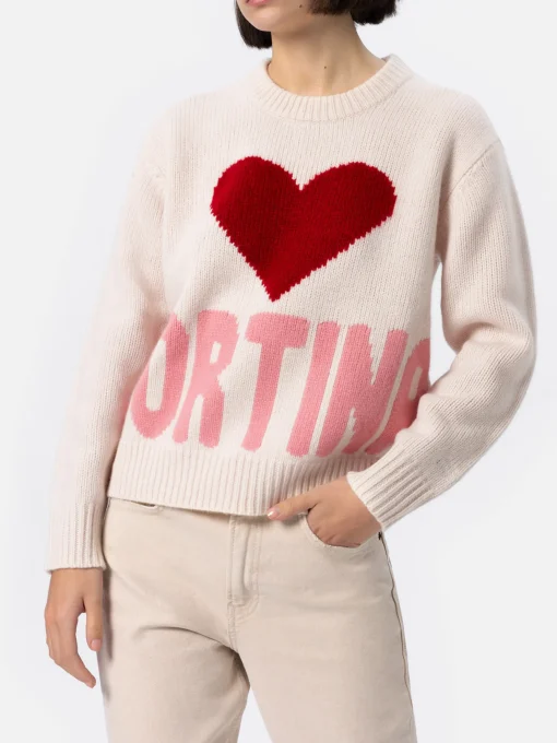 Maglione bianco fair isle Kyla da donna con stampa Cortina