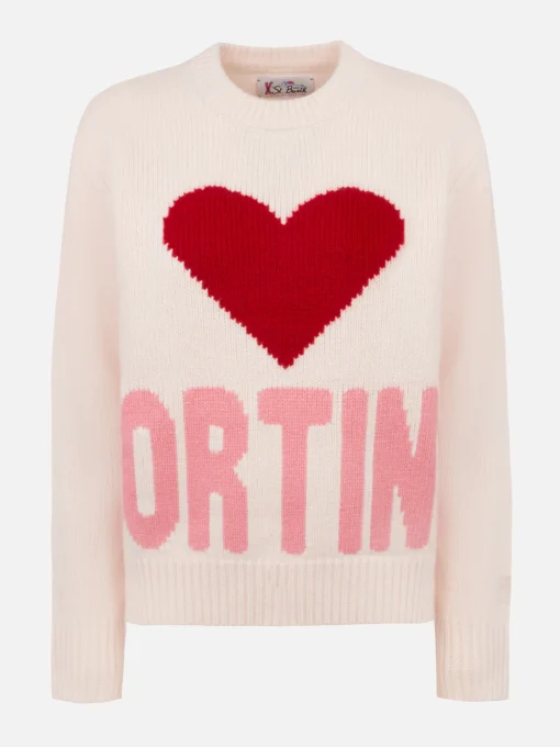 Maglione bianco fair isle Kyla da donna con stampa Cortina
