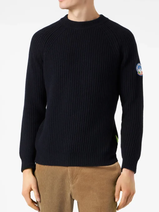 Maglione blu a costine