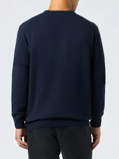Maglione blu da uomo Heron con stampa cartolina coppia sci Cortina