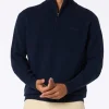 Maglione blu in Lambswool con cerniera a un quarto da uomo Jermyn