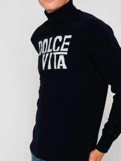 Maglione blu in misto cashmere