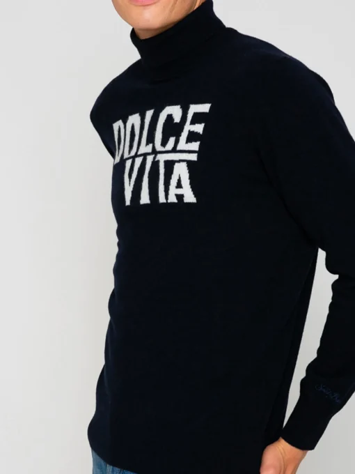 Maglione blu in misto cashmere