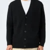 Maglione cardigan nero in misto cashmere da uomo Herrison