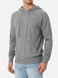 Maglione con cappuccio in misto cashmere grigio mélange da uomo Willbur