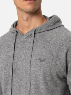 Maglione con cappuccio in misto cashmere grigio mélange da uomo Willbur