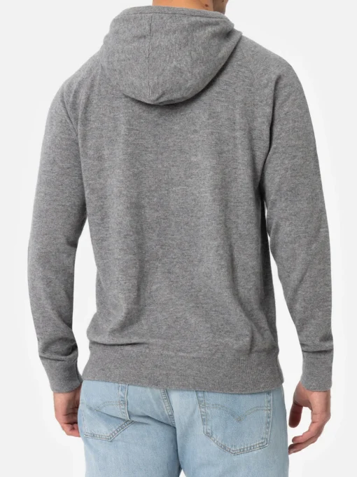Maglione con cappuccio in misto cashmere grigio mélange da uomo Willbur