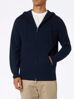Maglione con cappuccio Notting in lambswool blu navy da uomo
