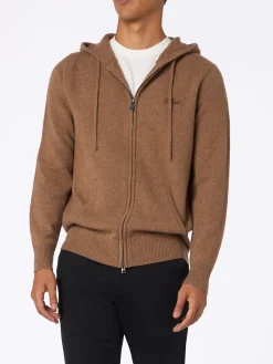 Maglione con cappuccio Notting in lambswool color cammello da uomo