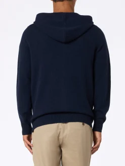 Maglione con cappuccio Notting in lambswool blu navy da uomo