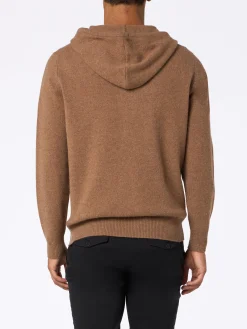 Maglione con cappuccio Notting in lambswool color cammello da uomo