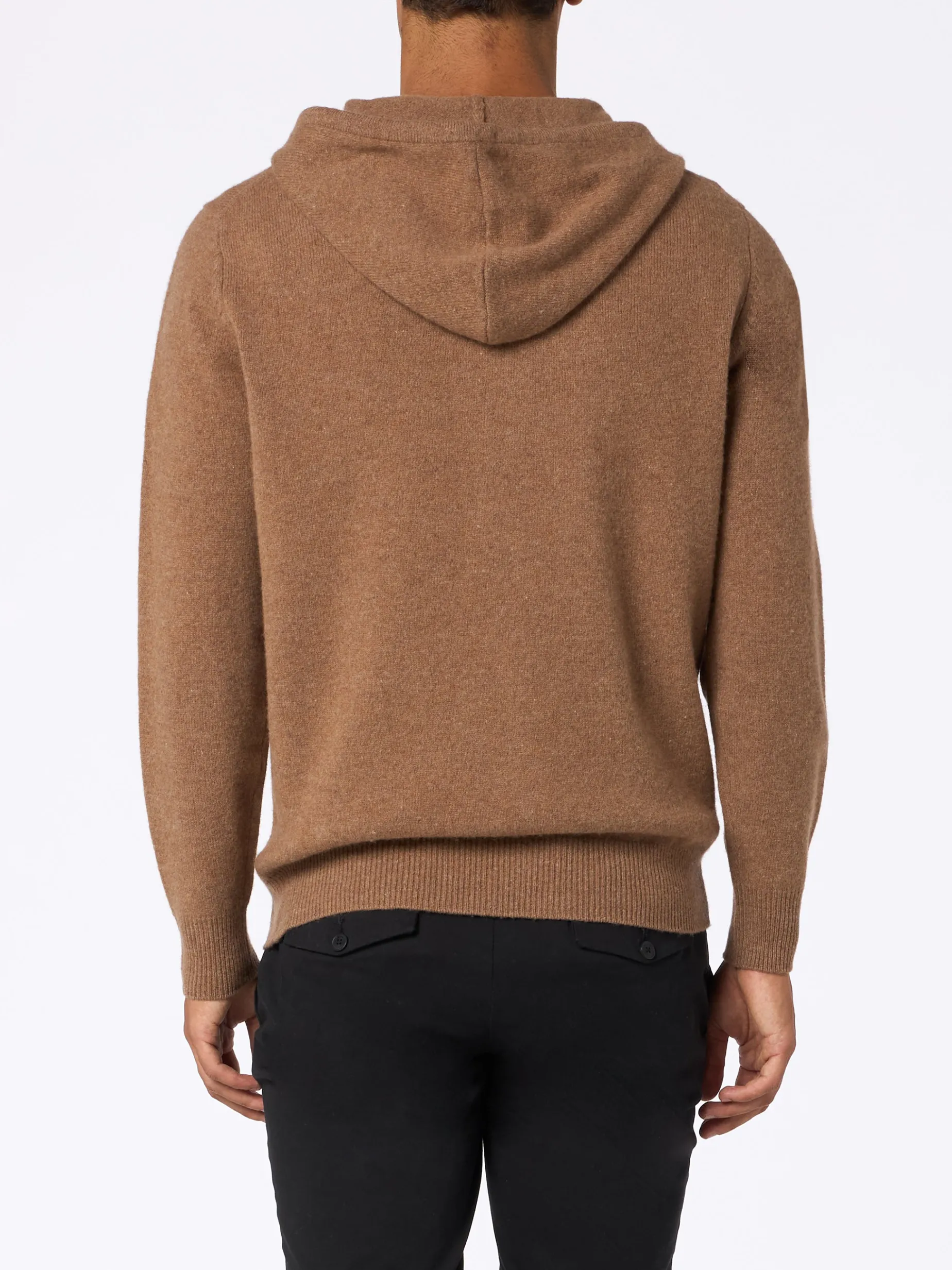Maglione con cappuccio Notting in lambswool color cammello da uomo