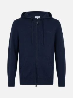 Maglione con cappuccio Notting in lambswool blu navy da uomo