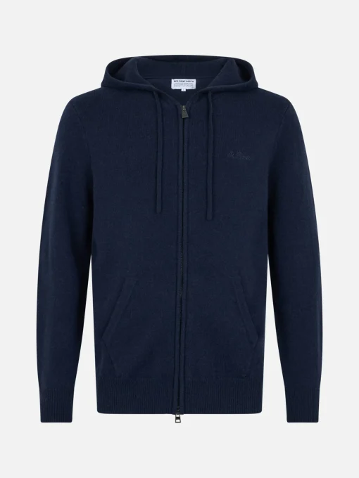 Maglione con cappuccio Notting in lambswool blu navy da uomo