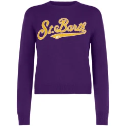 Maglione corto da donna viola
