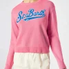Maglione cropped rosa da donna