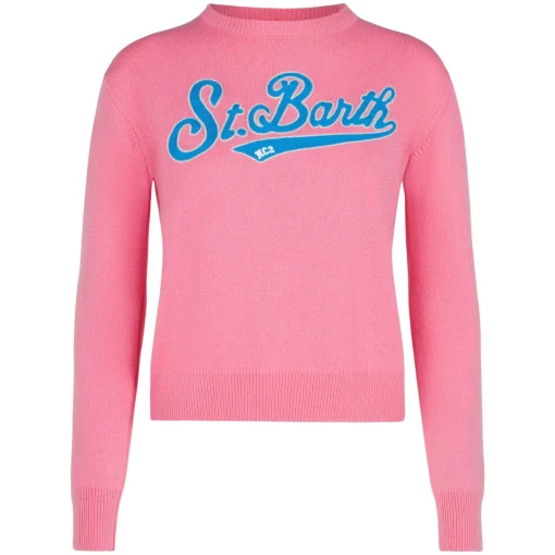 Maglione cropped rosa da donna