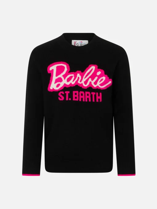 Maglione da bambina a girocollo nero con stampa Barbie | EDIZIONE SPECIALE BARBIE