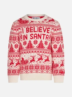 Maglione da bambina con stampa jacquard I believe in Santa