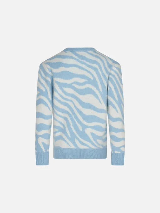 Maglione da bambina garzato stampa zebrata con ricamo Wild Girl