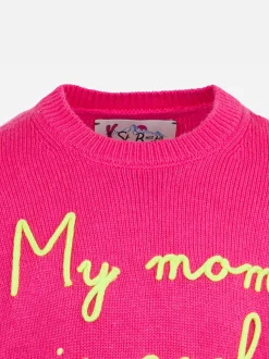 Maglione da bambina girocollo con ricamo My mom is Cool