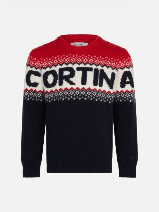 Maglione da bambino con scritta Cortina