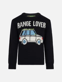Maglione da bambino girocollo con stampa auto