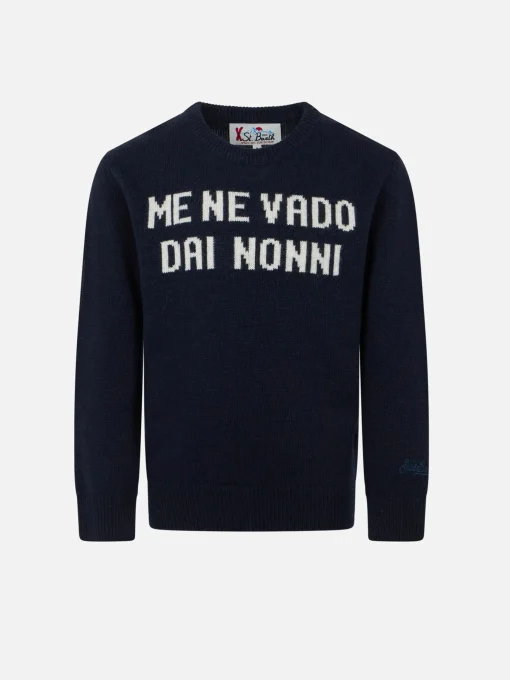 Maglione da bambino girocollo con stampa Me ne vado dai Nonni