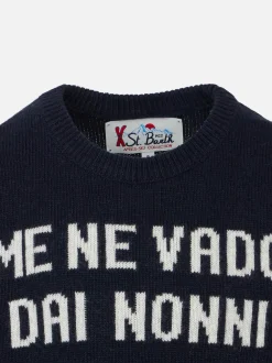 Maglione da bambino girocollo con stampa Me ne vado dai Nonni