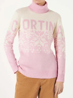 Maglione da donna a collo alto con jacquard Cortina