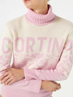 Maglione da donna a collo alto con jacquard Cortina