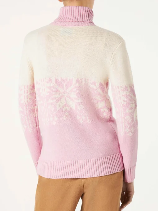 Maglione da donna a collo alto con jacquard Cortina